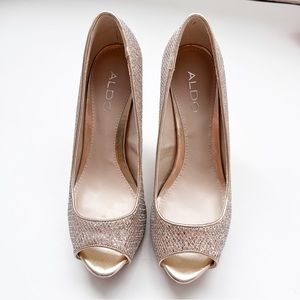 Aldo Gold peep toe high heels